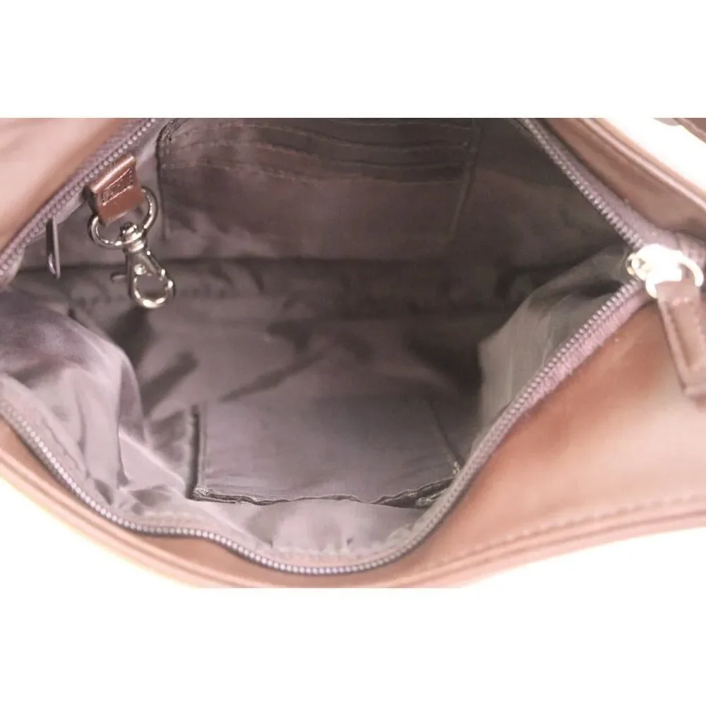 ROOMY DARK BROWN GENUINE LEATHER ZIP X-BODY MESSENGER SHOULDER BAG HANDBAG PURSE